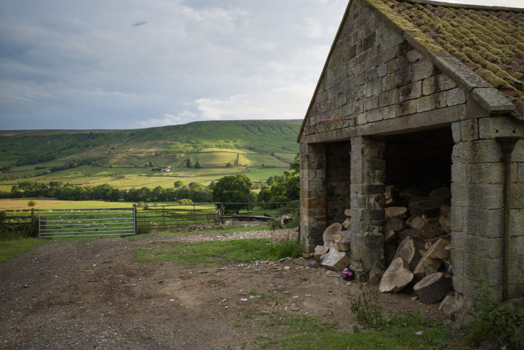 Old barn and hills beyond, Farndale, North Yorkshire