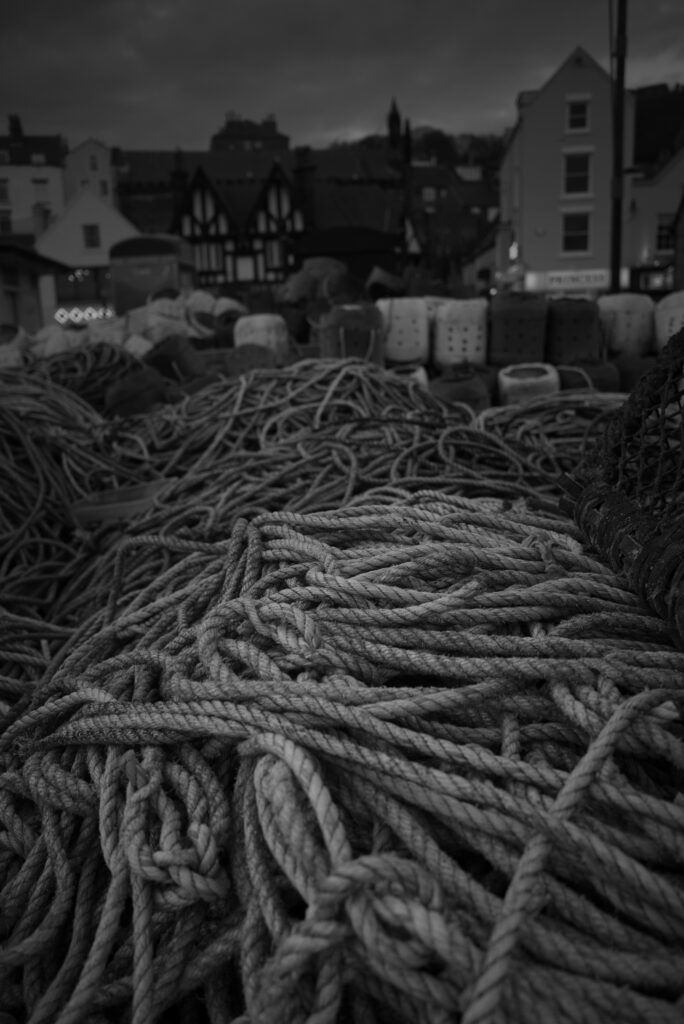 Ropes piled up on Scarborough quayside