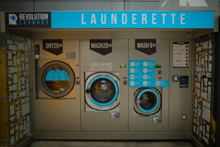 Launderette at garage in London near Kings Cross