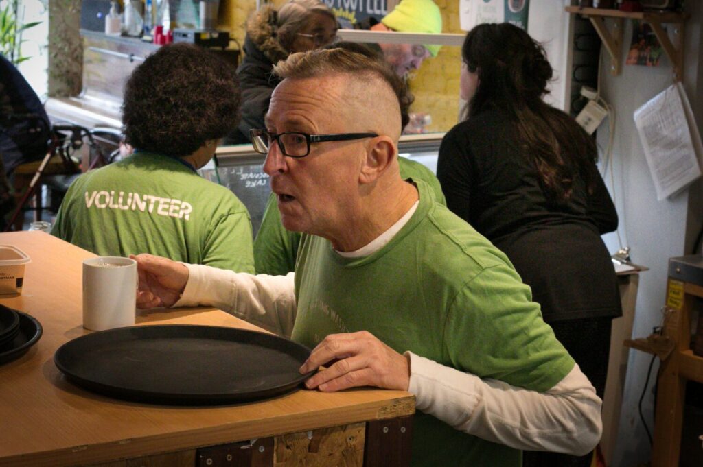 Older man with Mohican hair style