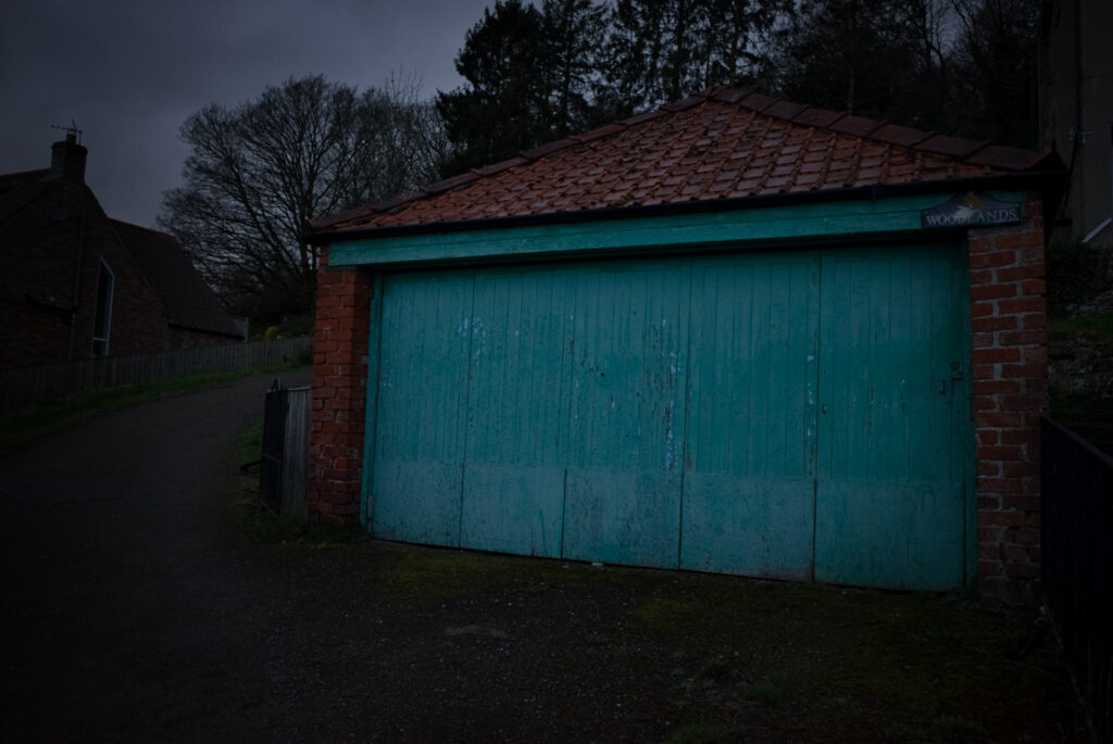 Garage door at dusk, Kirkbymoorside