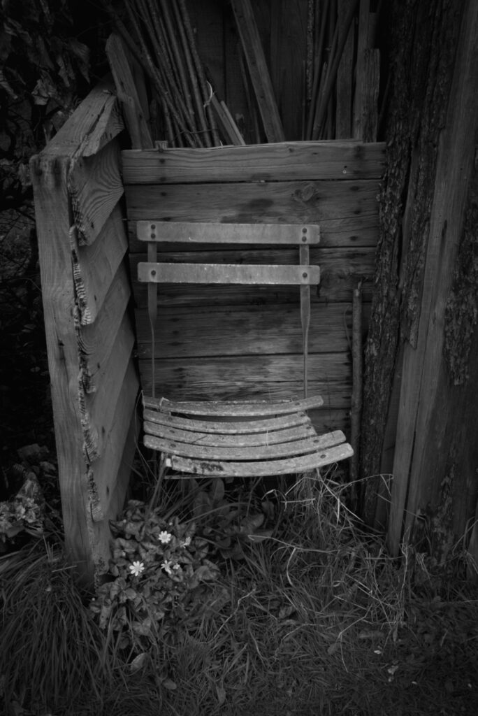 Wooden seat on the allotment