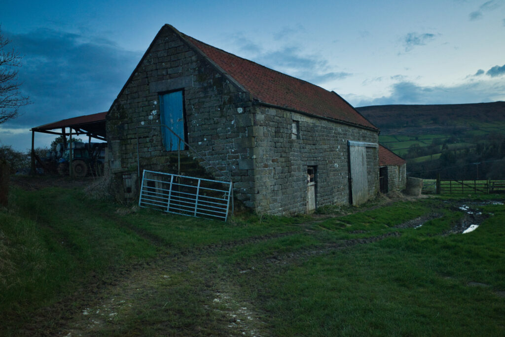 Farndale barn with blue door