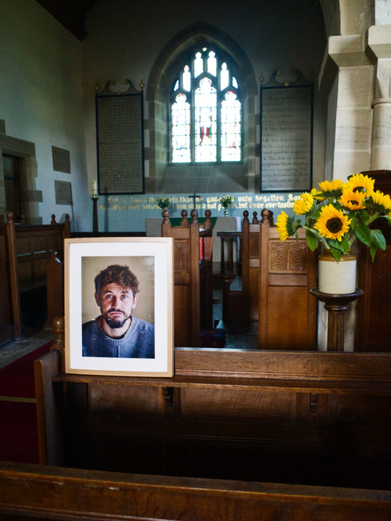 Pop up portrait in All Saints Church, Sinnington, North Yorkshire