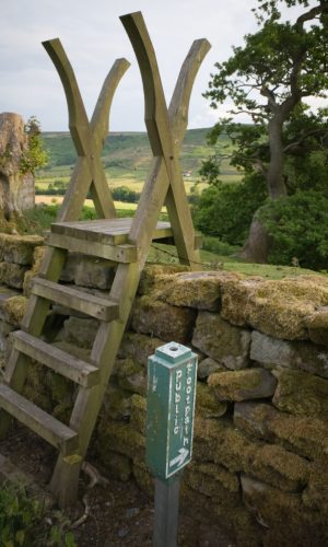 Stile across stone wall, North Yorkshire