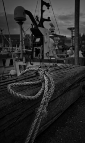 Rope detail by boat in Scarborough